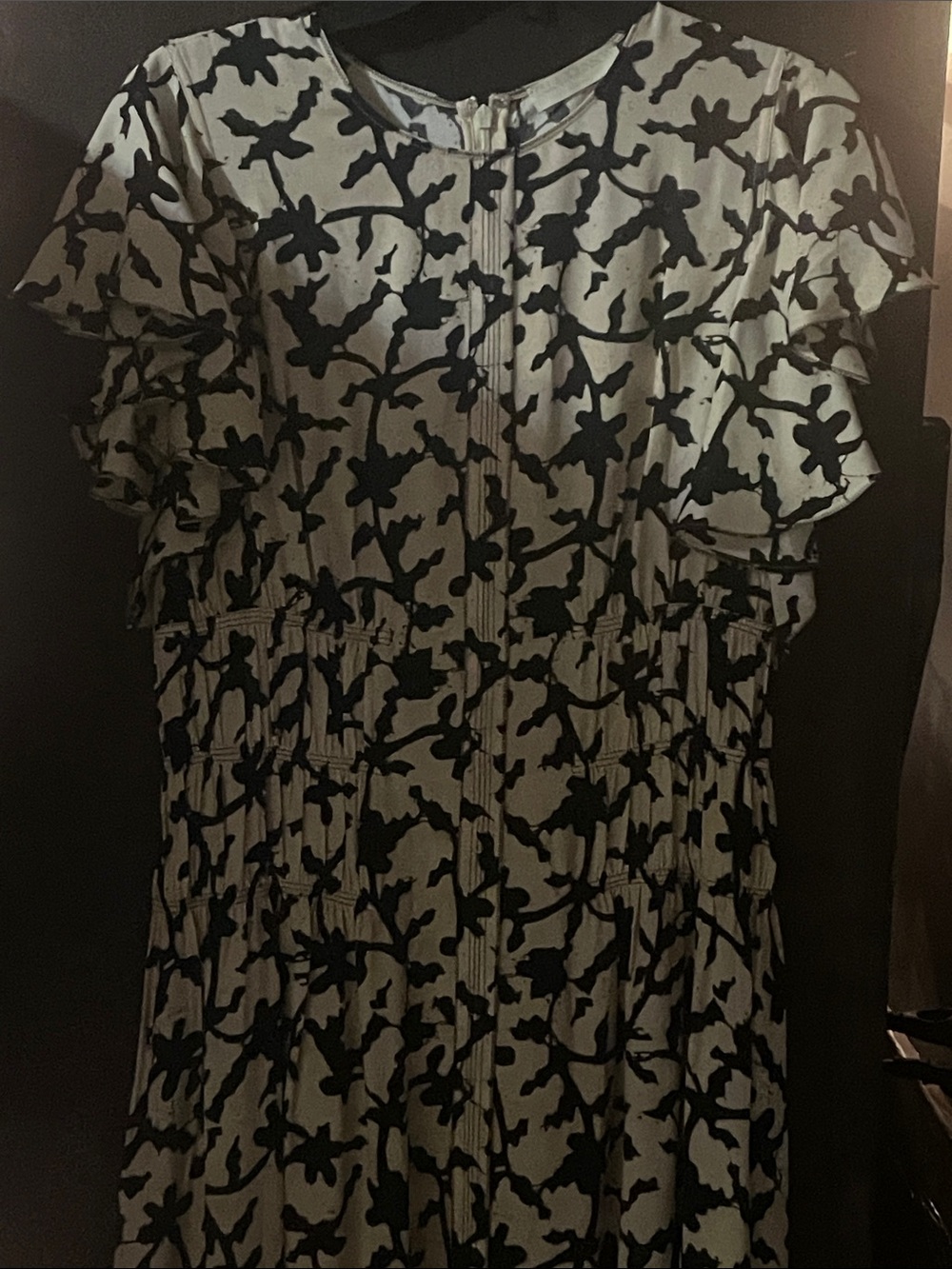 Ulla Johnson Black Floral Print on Cream Maxi Dress NWOT